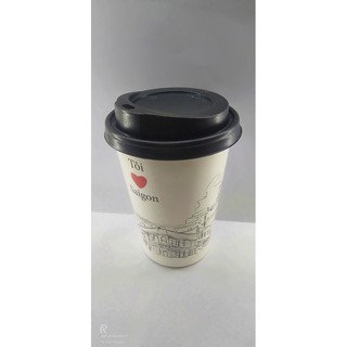 50 Ly Giấy In Hình Tôi Yêu Sài Gòn 14oz – 400ml Có Nắp | Ly giấy cafe | Ly giấy đựng cà phê | Cốc giấy | Cốc giấy cafe