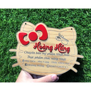 Bảng hiệu gỗ hình mèo hello kitty