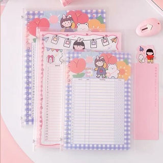 Set sổ bìa còng binder A5 B5 kèm thước và 80 trang giấy phong cách Hàn Quốc đáng yêu