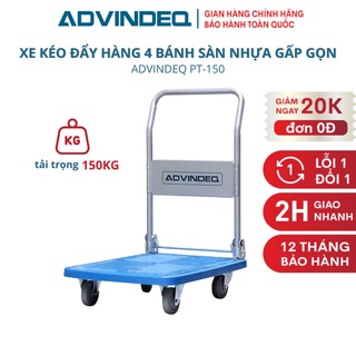 Xe đẩy hàng 4 bánh sàn nhựa ADVINDEQ PT-150, xe đẩy hàng gấp gọn tiện dụng, bảo hành 12 tháng toàn quốc
