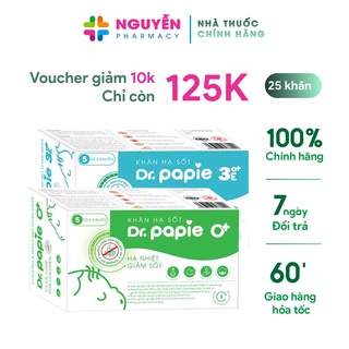 Khăn lau hạ sốt Dr Papie - Lau hạ nhiệt, giảm sốt cho bé từ 3 tháng trở lên từ thảo dược, bạc hà, tía tô