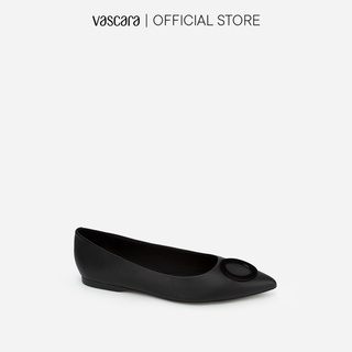Vascara Giày Bít Mũi Nhọn Đính Khóa Tròn Nubuck - GBB 0423 - Màu Đen