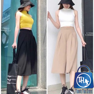 Quần đũi lửng ống rộng xếp ly giả váy BH 5