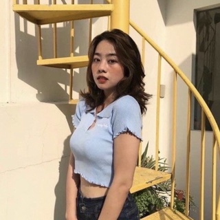 Áo croptop ôm chữ thêu Bigsize , áo len tăm cổ đức teen hot