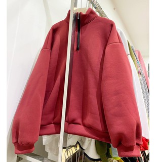 Áo nỉ cổ lọ lót lông  Áo nỉ hoodie form rộng không kèm mũ suông ulzzang nữ HOT