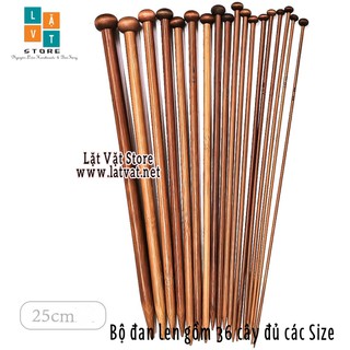 Bộ đan len làm từ gỗ tre cao cấp gồm 18 cặp với nhiều kích thước các nhau