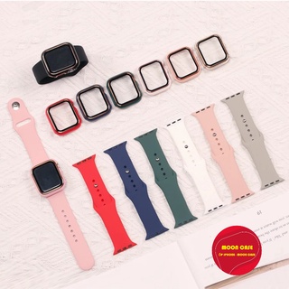 Dây đeo silicon + Ốp bảo vệ mặt đồng hồ dành cho đồng hồ Apple watch 38mm 40mm 42mm 44mm