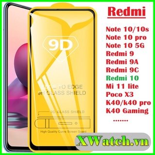 Cường Lực Xiaomi Redmi Note 9 4G Redmi 10x 4g  Poco X3 NFC Poco X3 pro Poco M3 Poco F3 K40 Note 10 ..Full Màn Full Keo