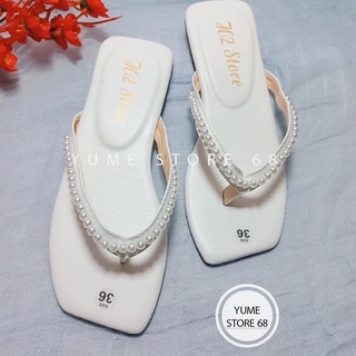Dép Kẹp Đế Bệt Đính Ngọc Trai Nhân Tạo Xinh Xắn đi Biển Cực Xinh YUME STORE 68