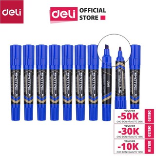 Bút dạ kính Deli - không xóa được - 2 đầu bút 2 kích cỡ ngòi - Mực Xanh/ Đen/ Đỏ - 10 cây/hộp - ES555 [Deli]