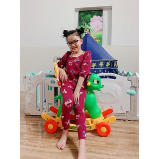 Bộ babydoll tay lửng quần dài thun borip mịn đẹp cho bé gái size đại từ 22 đến 40kg - Bộ quần áo bé gái
