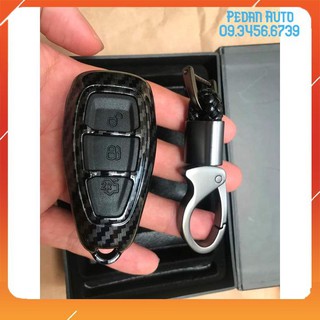 [Mã LIFEAUMAY giảm 10% tối đa 30k đơn 150k] Ốp Chìa Khóa Carbon Xe Ford Focus,Fiesta, Ecosport 2014- 2017- kèm móc treo