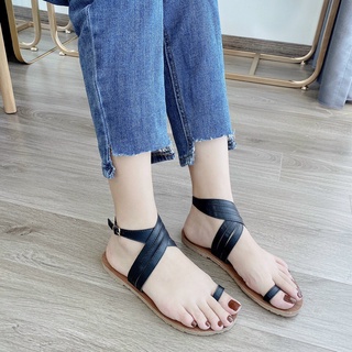 Dép Xỏ Ngón Nữ Quai Hậu Đan Chéo - Dép Quai Hậu Xỏ Ngón Chiến Binh Da Mềm Đế Giả Gỗ Êm Chân