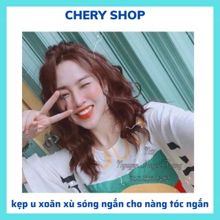 Tóc giả xoăn xù sóng  FREESHIP  kẹp chữ U xoăn sóng ngắn ku17