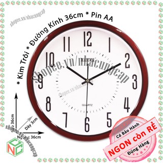 Đồng Hồ Treo Tường Kim Trôi Mặt Tròn Nền Trắng Đường Kính Cỡ 36cm - NDHQL-HD38-T (Khung Nền Trắng)