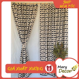 Rèm cửa sổ decor trang trí nhà cửa nhiều mẫu mã cực đẹp - họa tiết lá bodhi xanh tím R-E05