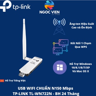 Hỏa Tốc - HCM] Bộ chuyển đổi USB chuẩn N không dây tốc độ 150Mbps TL-WN722N | Chính Hãng TP-link | Ngoc Vien Store
