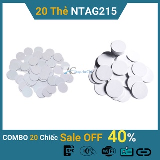 thẻ ntag215 nfc hình tròn [set 20 cái] chip ntag215 dùng ghi thông tin cá nhân thẻ màu trắng kích thước 2,5cm nhỏ gọn