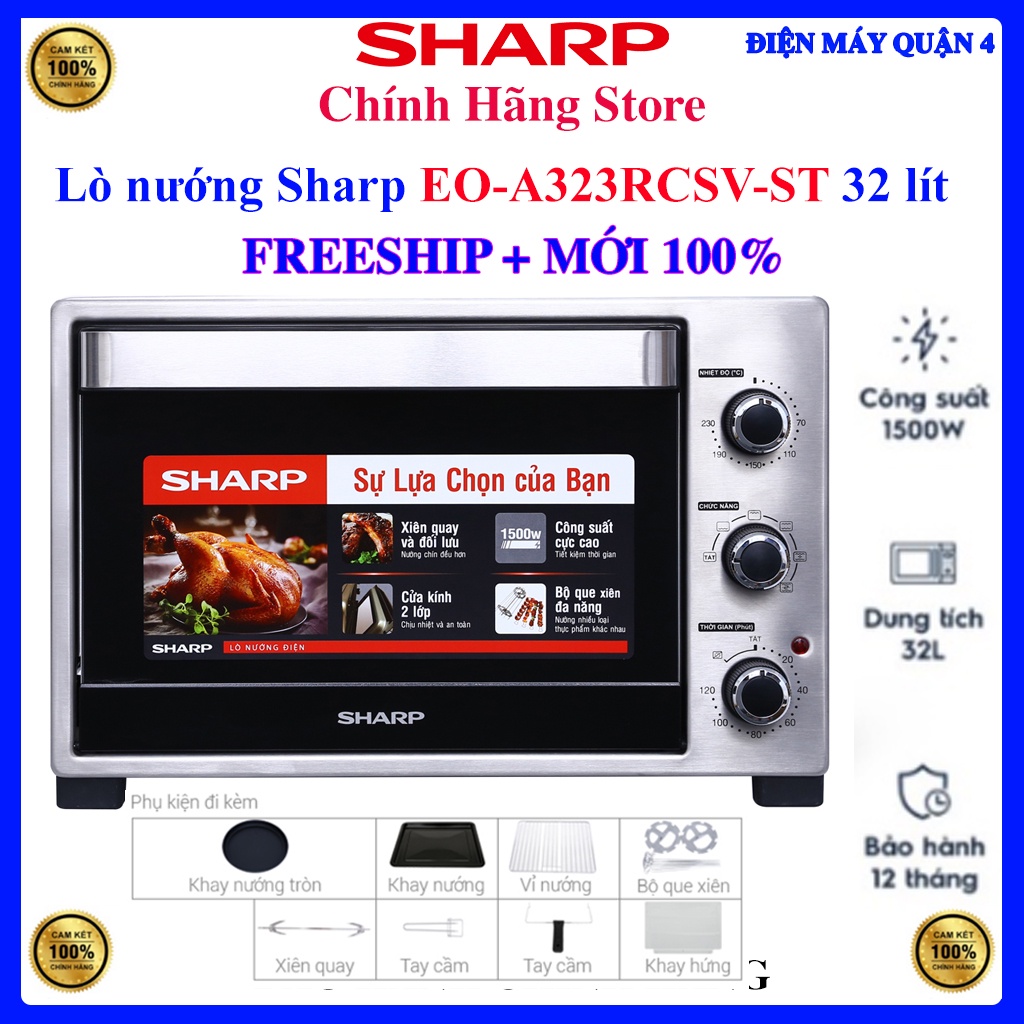 FREESHIP - Lò nướng Sharp EO-A323RCSV-ST 32 lít