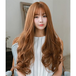 Bộ Tóc Giả Xoăn Lọn Mái Thưa Nâu Vàng MHS33 mã số 009