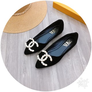 Giày búp bê nữ mũi nhọn phối khóa x ngọc siêu xinh
