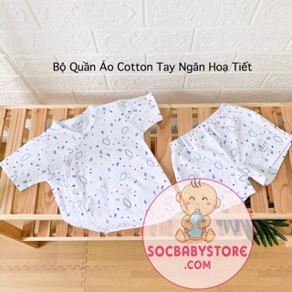 Bộ quần áo ngắn cotton hoạ tiết