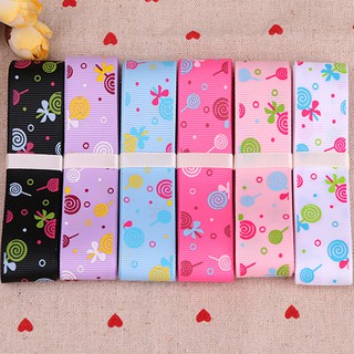 RUY BĂNG GÂN 25MM HỌA TIẾT KẸO QUE HT25-014 RUY BĂNG DIY HANDMADE LÀM NƠ BỜM KẸP TÓC
