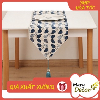 KHĂN RUNNER MARY DECOR - LÁ BODHI XANH TÍM KR-E05