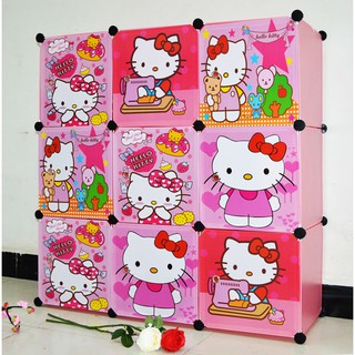 [CÓ ẢNH THẬT] TỦ NHỰA LẮP GHÉP 9 Ô MÀU HỒNG HÌNH KITTY ĐỂ ĐỒ ĐA NĂNG THÔNG MINH sâu 47cm