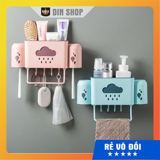 Kệ Nhà Tắm Đa Năng 🦋GIÁ MỸ PHẨM🦋 Kệ Để Đồ Phòng Tắm Dán Tường Đa Năng Đựng Bàn Chải Kem Đánh Răng + 2 Cốc Xịn..