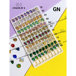 Túi 10 Viên Đá khối Nail Hình Giọt Nước Chân Vàng Trang Trí Móng ANGELICA GN