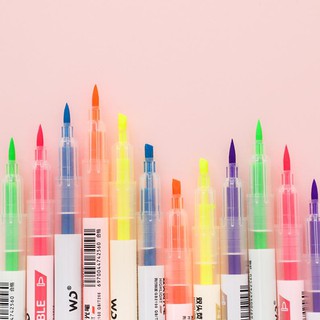 Bút highlight pastel dạ quang 2 đầu Lyawn, bút đánh dấu nhớ dòng cute nhiều màu marker dễ thương B05