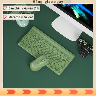 Bộ chuột và bàn phím không dây USB, các nút cực êm giảm tiếng ồn, dòng màu Macaron thời trang
