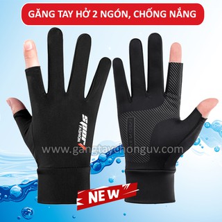 Găng tay chống nắng đi xe máy hở 2 ngón | Bao tay hở 2 ngón cho nam vải mềm trơn, chống nắng, co giãn, thật tay