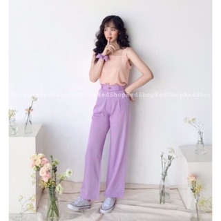 Quần ống rộng,quân suông nữ dáng dài chất đũi chun lưng khóa trước