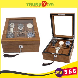 Hộp Đồng Hồ 6 Ngăn Vỏ Gỗ Veneer Cao Cấp - Mã 556 | SANELY
