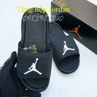 Dép JD Jordan bóng rổ FREE SHIP + hộp hãng + jordan đủ tem tag loại 1 đen logo trắng quai ngang dán nam nữ. BH Slippers