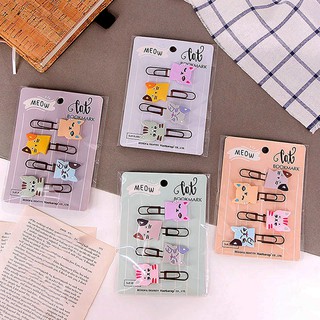 HCM - Set 4 kẹp ghim kẹp ảnh Mèo cuke kiêm bookmark chặn sách