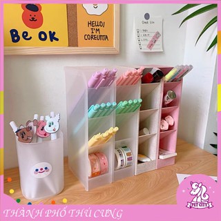 [Tặng kèm sticker] kệ 4 tầng đựng bút, mỹ phẩm, cọ trang điểm