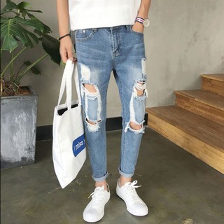 Quần Jean Xanh Sáng Rách Hàng Nhập