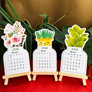 {TẶNG GIÁ ĐỠ } Lịch để bàn âm dương 2022 mini đế gỗ trang trí, lịch sáng tạo cắt bế thủ công bó hoa xinh xỉu.