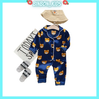 Bộ quần áo cho bé dài tay in hình Cực Xinh Cho Bé trai và bé gái .Bộ Đồ Ngủ chất lụa mát cho bé Từ 6-28kg