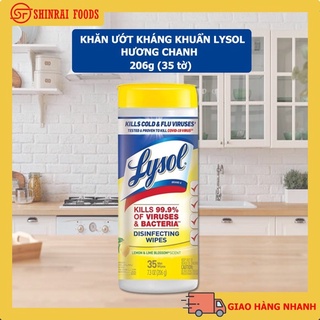 Khăn ướt diệt khuẩn Lysol hương chanh với hoa chanh