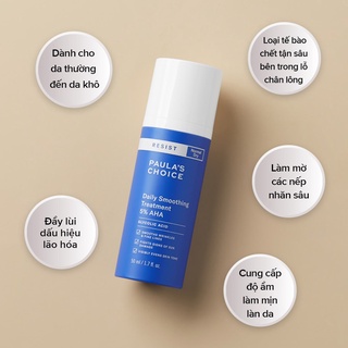 Tẩy Da Chết Paula’s Choice 5% AHA Cho Da Thường Khô 50ml Resist Daily Smoothing Treatment 5% AHA