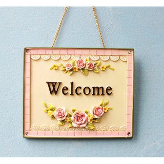 Bảng treo trang nhã họa tiết nổi Welcome, My Room chất liệu thạch cao