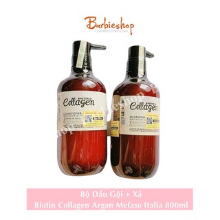 Bộ Dầu Gội Xả Chống Rụng Tóc Biotin Collagen Argan Mefaso Italia 800ml