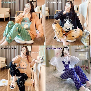 Đồ Bộ Nữ Mặc Ở Nhà Quần Dài Pijama Thun Lạnh Đẹp - Mã Số [CODE 17-20] Freesize Từ 45-60Kg - BB REAL