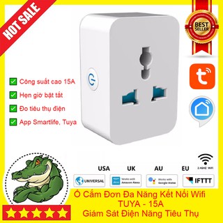 Ổ Cắm Đơn Đa Năng Kết Nối Wifi Tuya, Smartlife -  Hẹn giờ - Giám Sát Điện Năng Tiêu Thụ