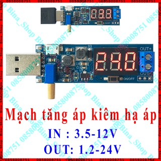 Mạch tăng áp kiêm giảm áp DC 3.5~12V ra 1.2~24V hỗ trợ USB và Micro USB