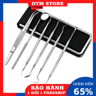 Bộ 6 dụng cụ cạo vôi răng,lấy mảng bám làm sạch răng miệng bằng thép không gỉ cho cá nhân KÈM HỘP ĐỰNG - DTM Store